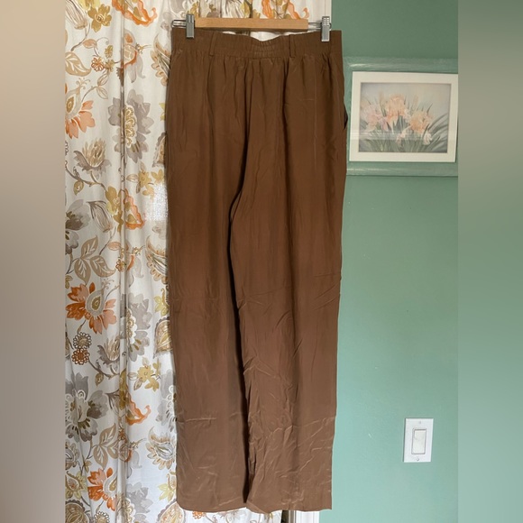100% Silk Pants Sandra Roth Brown 12 Tall - Picture 4 of 7